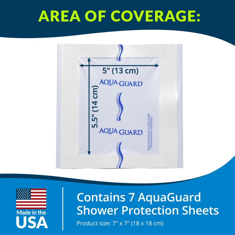 TIDI 50010-PKG AquaGuard Sheet â€“ 7â€ x 7â€ â€“ (Area of Coverage: 5â€ x 5.5â€) â€“ Shower Protection Sheet â€“ Self-Adhesive Moisture Barrier â€“ Wound Cover for Showering â€“ 7 Sheets â€“ Home Medical Supplies - Image 2